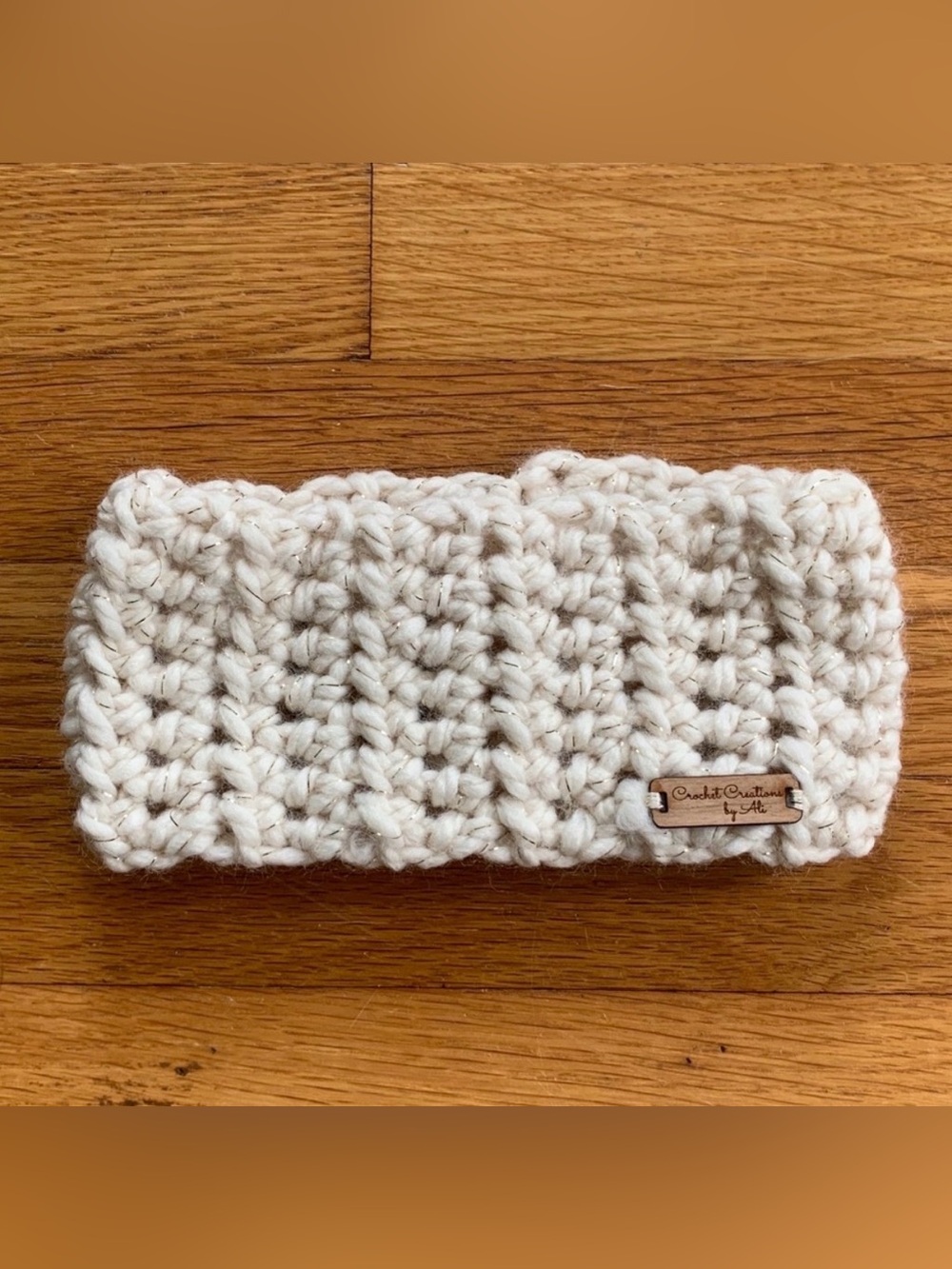 Handmade Cream & Gold Knit Women’s Headband